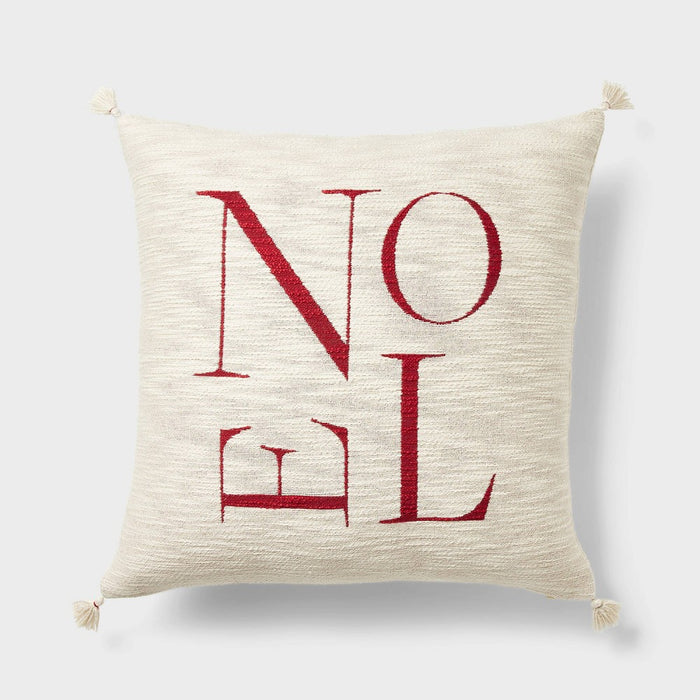 Woven Noel Square Throw Pillow Cream - Threshold designed with Studio McGee