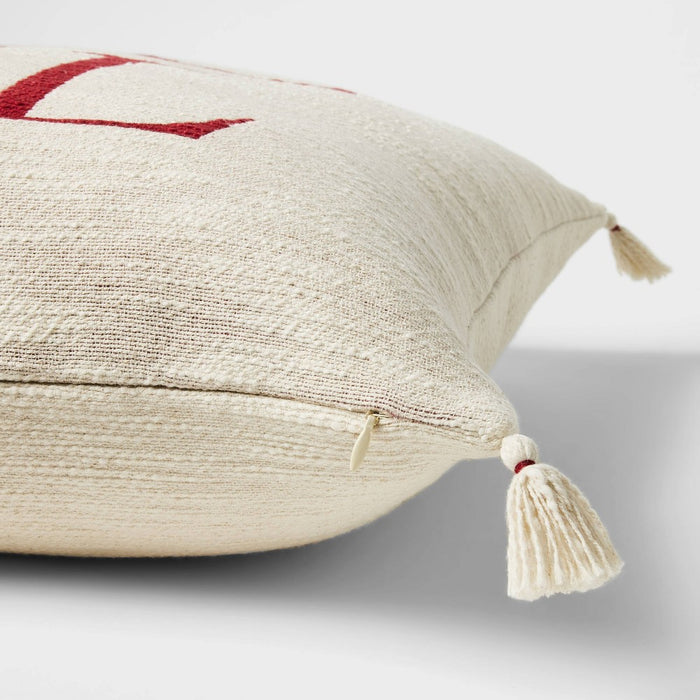 Woven Noel Square Throw Pillow Cream - Threshold designed with Studio McGee