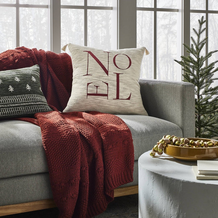 Woven Noel Square Throw Pillow Cream - Threshold designed with Studio McGee