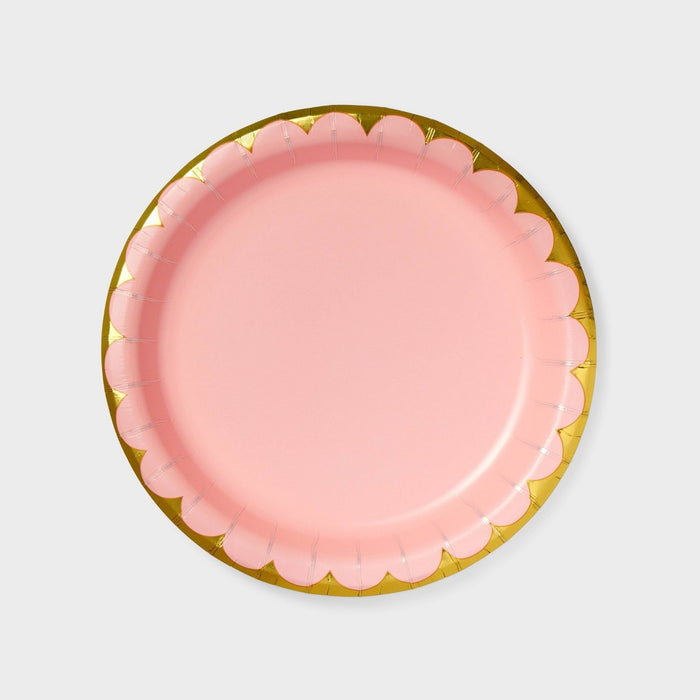 8.5" 10ct Light Pink Scalloped Dinner Plates - Spritz
