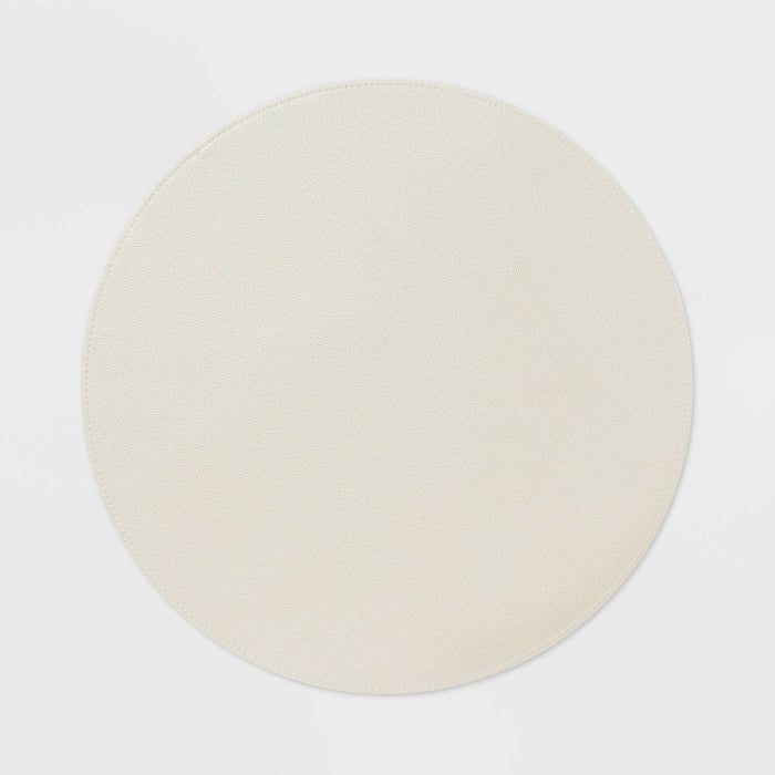 15" Round Pebble Faux Leather Charger Ivory - Threshold