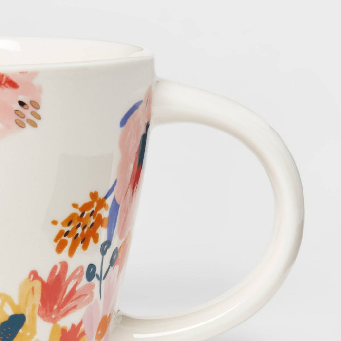 16oz Stoneware Monogram Floral Mug Y - Opalhouse
