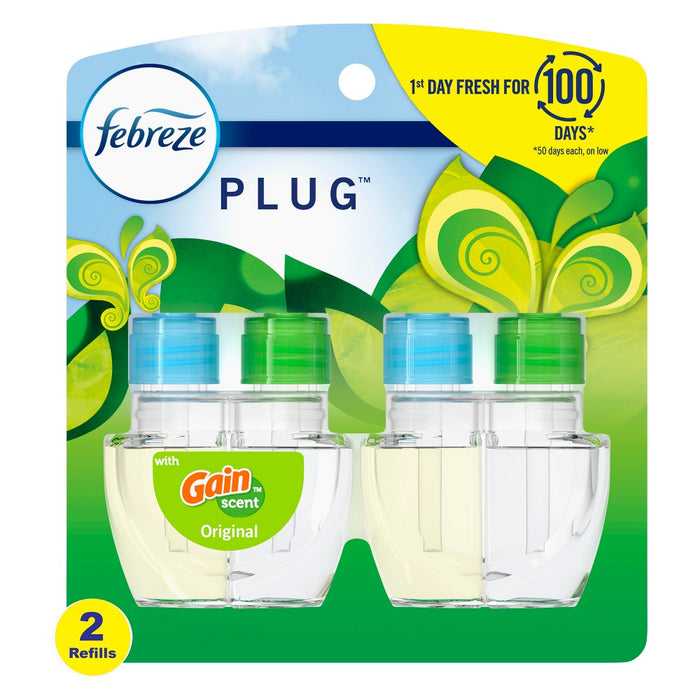 Febreze Odor-Fighting Fade Defy Plug Air Freshener Refill - Gain Original Scent - 1.75 fl oz/2pk