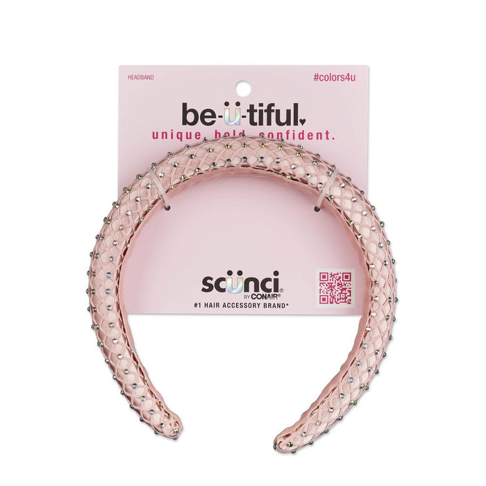 scunci be-u-tiful Rhinestone and Mesh Embellished Padded Headband - Pink