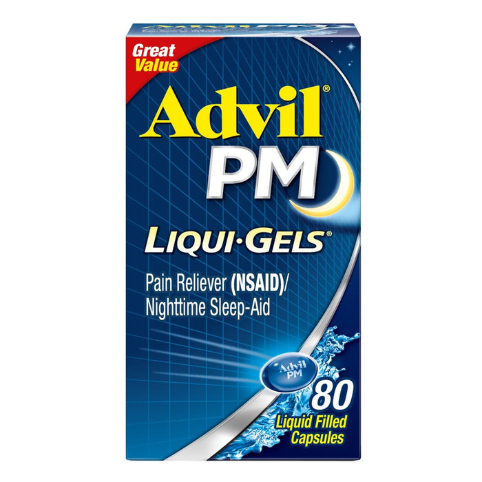 Advil PM Liqui-Gels Pain Reliever/Nighttime Sleep Aid Liquid Filled Capsules - Ibuprofen (NSAID) - 80ct