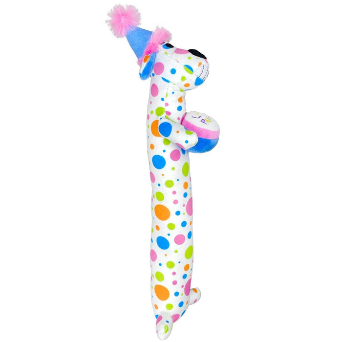 Multipet Birthday Polka Dots Loofa Dog Toy - 12"
