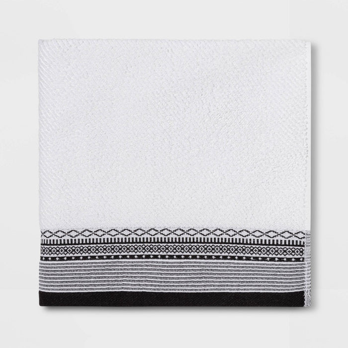 Diamond Border Terry Bath Towel Black/White - Threshold