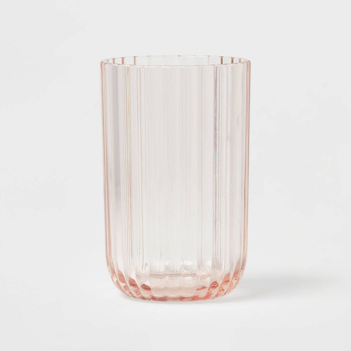 16oz Plastic Ribbed Tall Tumbler Pink - Threshold