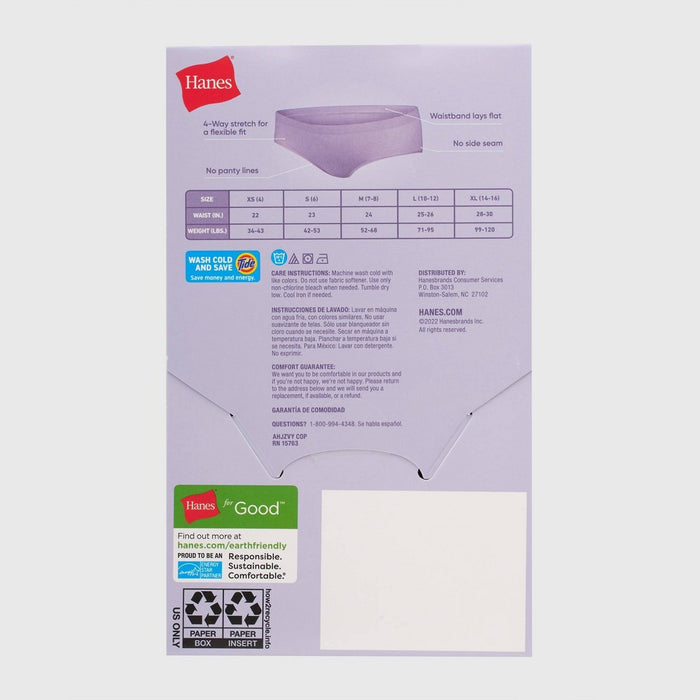 Hanes Girls' 4pk Seamless Hipster - Colors May Vary XL