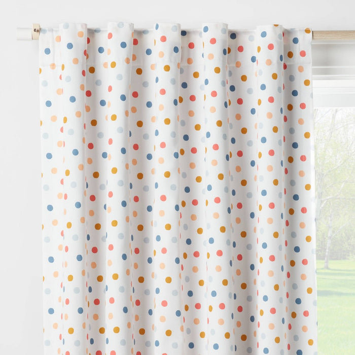95" Blackout Dot Kids' Curtain Panel White - Pillowfort