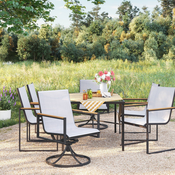 2pc Henning Outdoor Patio Dining Chairs Arm Chairs Gray - Threshold (LOCAL PICKUP ONLY)