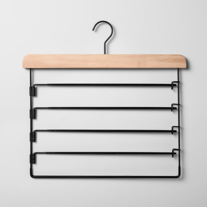 5 Tier Pants Hanger Black with Natural Wood - Brightroom