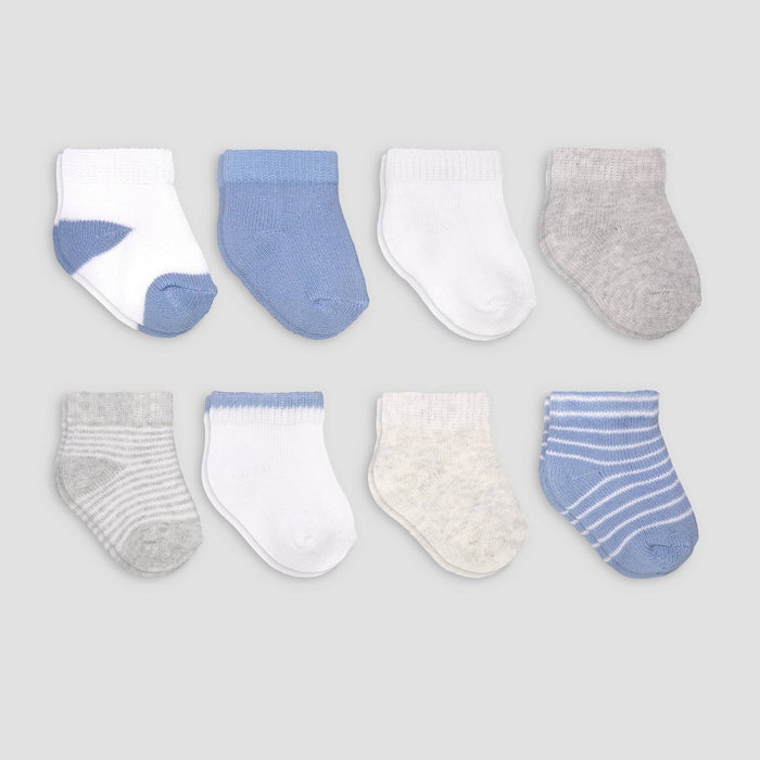 Carter's Just One You 8pk Baby Boys' Ankle B Basic Terry Socks - 0-3M