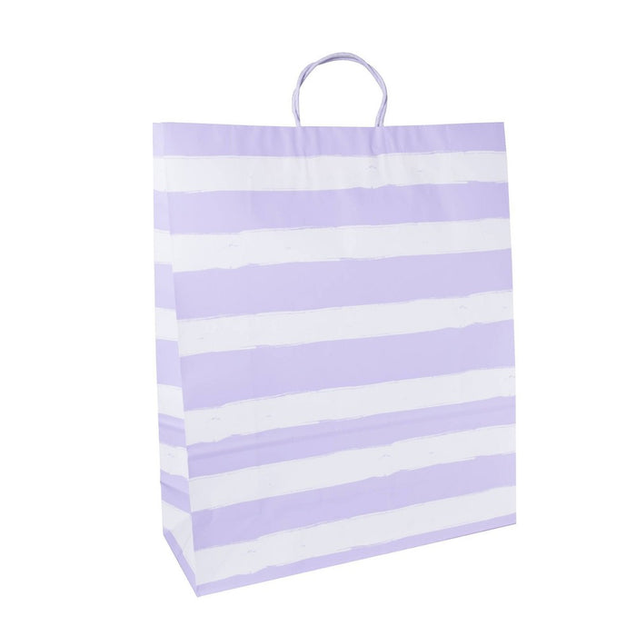XLarge Striped Gift Bags Purple - Spritz: Jumbo Birthday & Baby Shower, Fashionable Rope Handle, Printed Pattern
