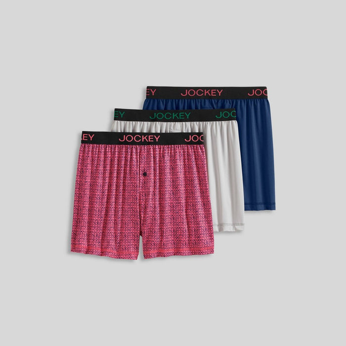 Jockey Generation Men's Microfiber Boxers 3pk - Gray/Navy Blue/Red S