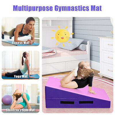 Incline Tumbling Mat Wedge Ramp Gym Fitness Skill Shape Gymnastics Mat W/Handle