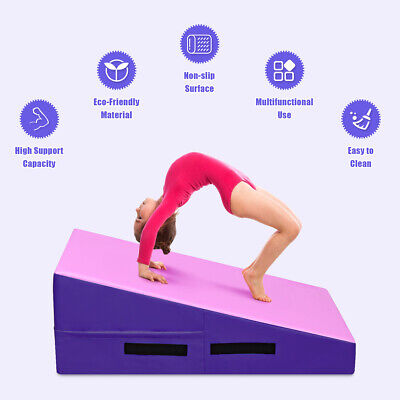 Incline Tumbling Mat Wedge Ramp Gym Fitness Skill Shape Gymnastics Mat W/Handle