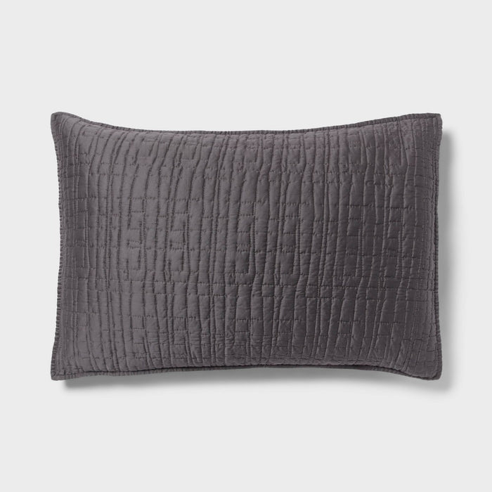 Standard Luxe Lyocell Quilt Sham Dark Gray - Threshold