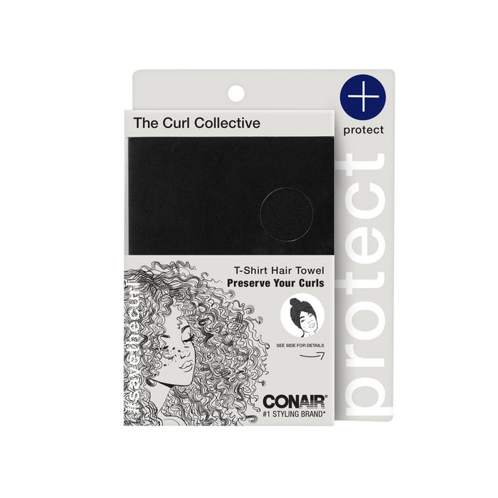 Conair Curl Collective Rectangular Ultra-Absorbent T-Shirt Hair Towel - Black