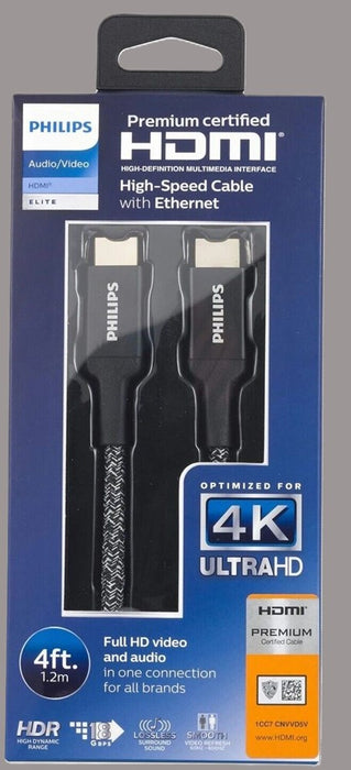 Philips 4' Elite Premium High-Speed HDMI Cable with Ethernet, 4K@60Hz - Braided
