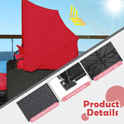 Patio Rattan Daybed Lounge Retractable Top Canopy Side Tables Cushions (LOCAL PICKUP ONLY)