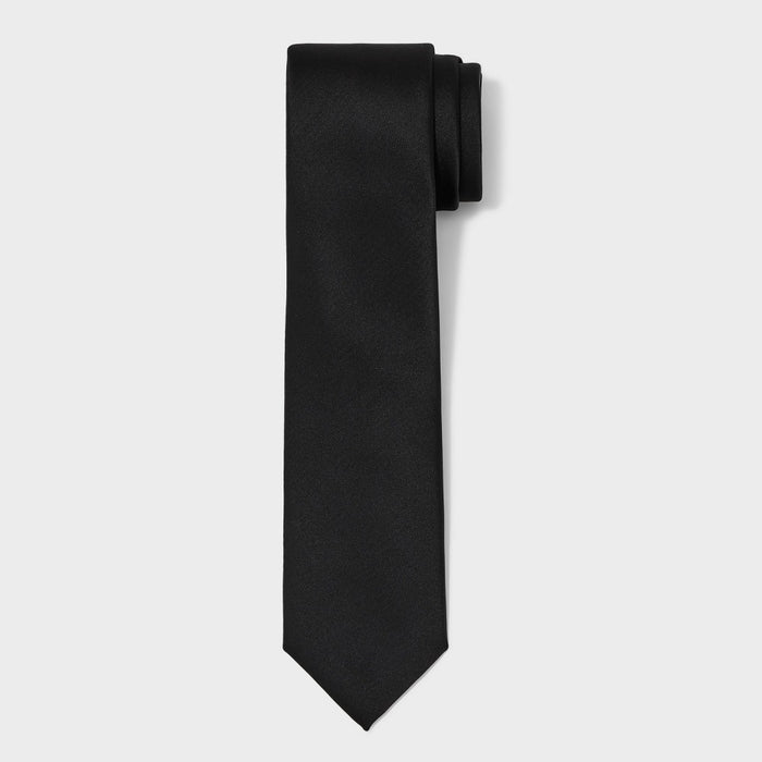 Men's Solid Satin Neck Tie - Goodfellow & Co Black One Size