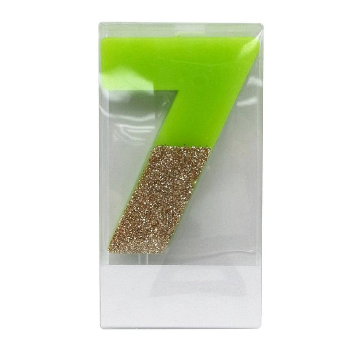 Number 7 Glitter Candle Green/Gold - Spritz