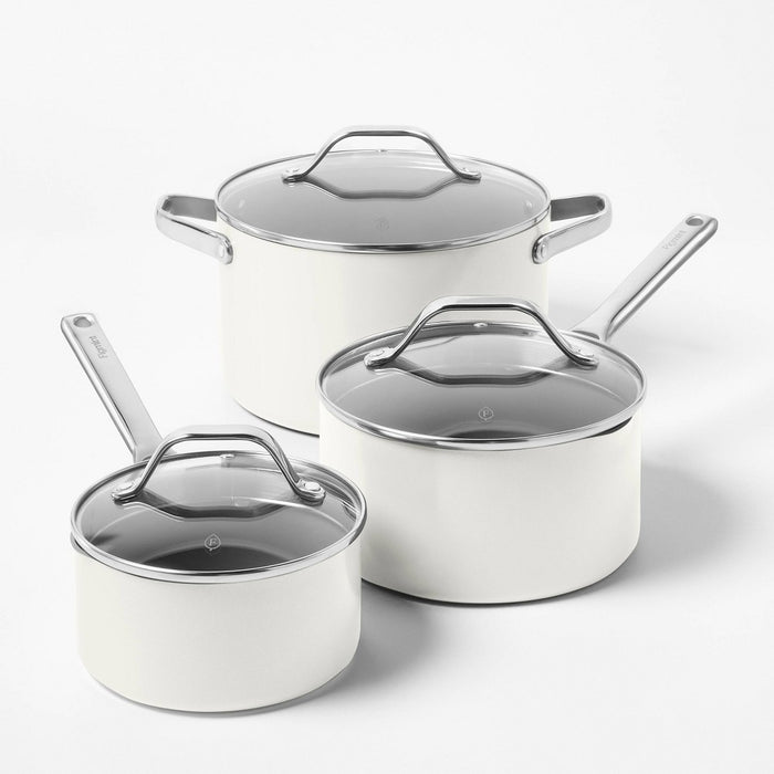 12pc Nonstick Ceramic Coated Aluminum Cookware Set Cream - Figmint (LOCAL PICKUP ONLY)