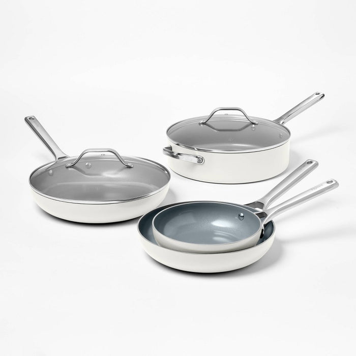 12pc Nonstick Ceramic Coated Aluminum Cookware Set Cream - Figmint (LOCAL PICKUP ONLY)