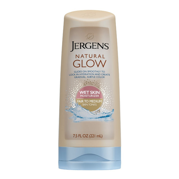 Jergens Natural Glow Wet Skin Moisturizer, In-Shower Self Tanner Body Lotion, Fair To Medium Tone - 7.5 fl oz