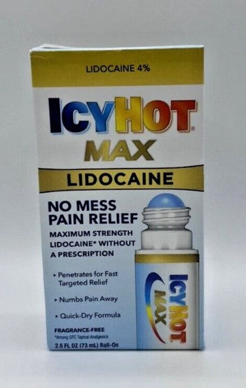 Icy Hot Max No-Mess Pain Relief Roll On -2.5oz EXP: 05/2026