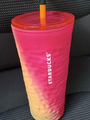 Starbucks Glass Cold Cup Hammered Color Change 18oz - 2