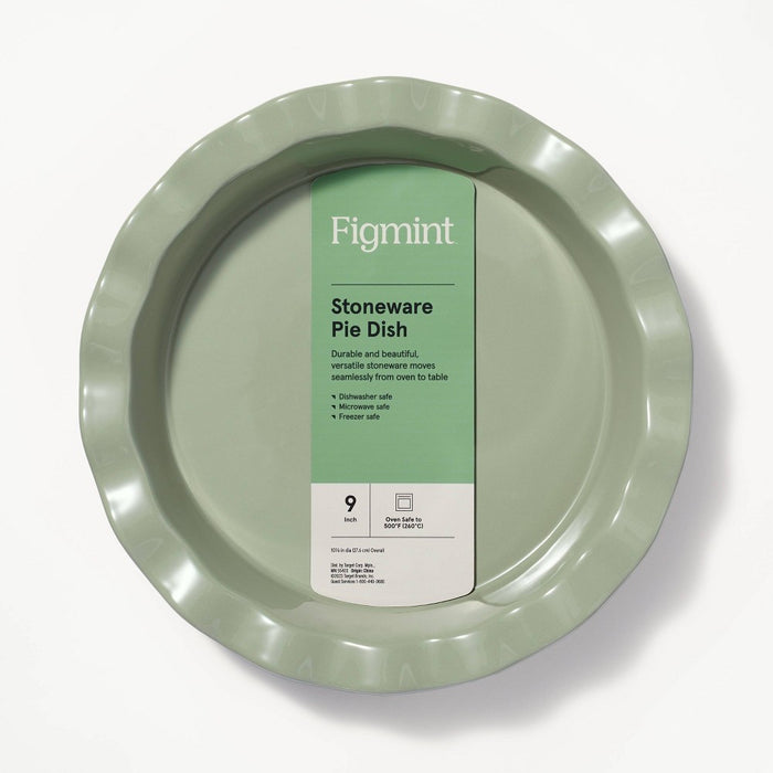9" Round Stoneware Ruffle Pie Dish Sage Green - Figmint