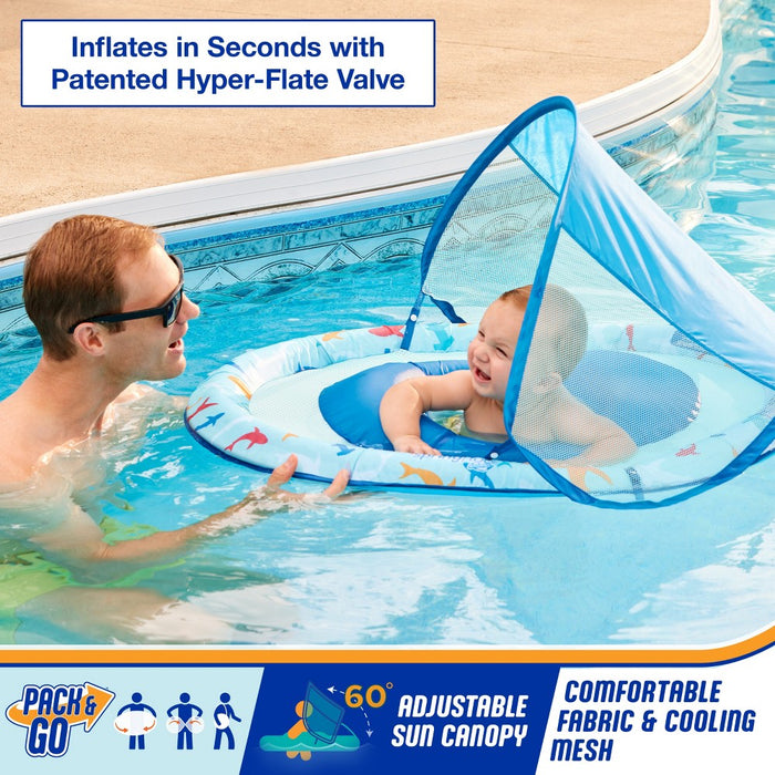 Swimways Sun Canopy Spring Float with Hyper-Flate Valve - Shark