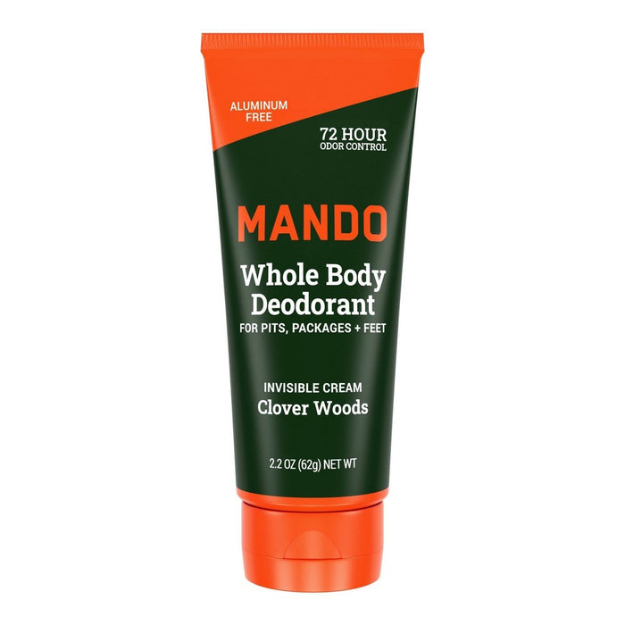 Mando Whole Body Deodorant - Men's Aluminum-Free Invisible Cream Deodorant - Clover Woods - 2.2oz