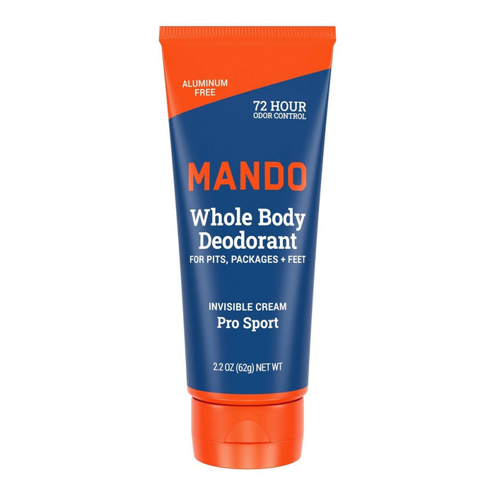 Mando Whole Body Deodorant - Men's Aluminum-Free Invisible Cream Deodorant - Pro Sport - 2.2oz