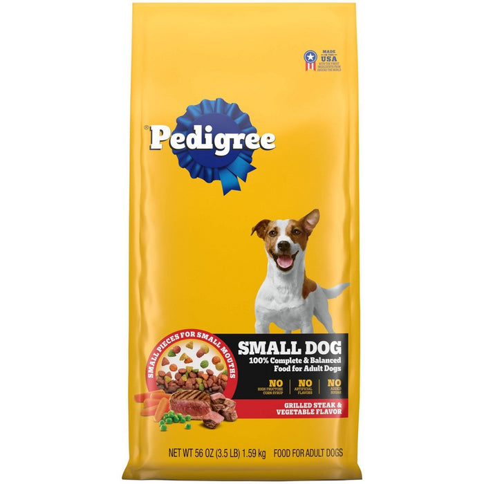 Pedigree Grilled Steak & Vegetable Flavor Small Dog Adult Complete Nutrition Dry Dog Food - 3.5lbs