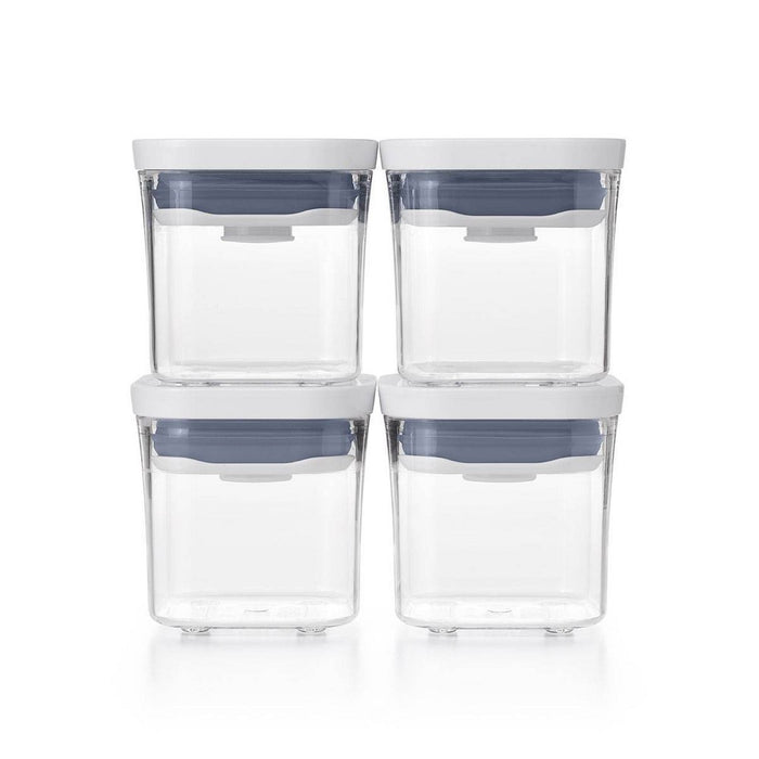 OXO POP 4pk Plastic Mini Square Food Storage Container Set White