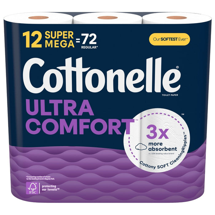 Cottonelle Ultra Comfort Toilet Paper - 12 Super Mega Rolls