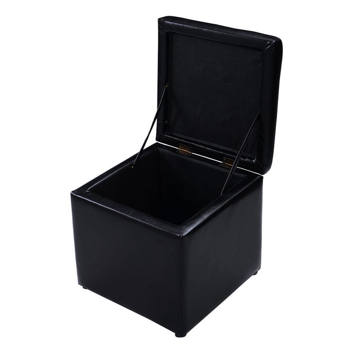 Costway 16''Cube Ottoman Pouffe Storage Box Lounge Seat Footstools with Hinge Top black