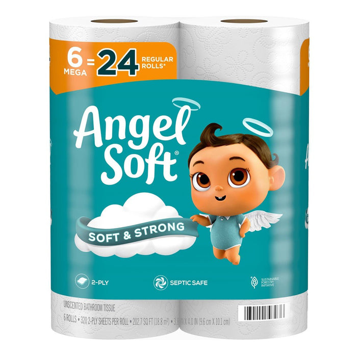 Angel Soft Toilet Paper - 6 Mega Rolls