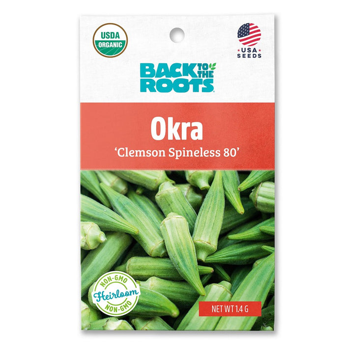 Back to the Roots Okra Clemson Spineless 80 Vegetable Seeds