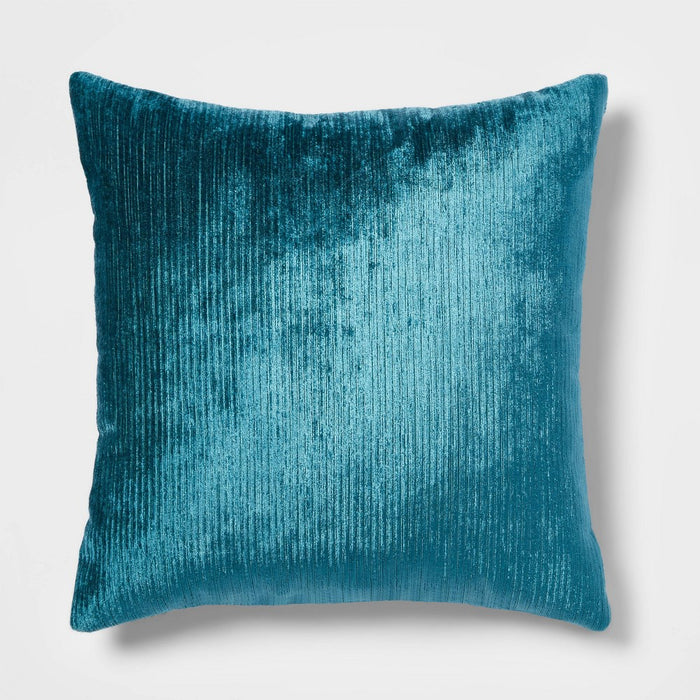 Velvet Rib Textured Square Throw Pillow Teal - Threshold