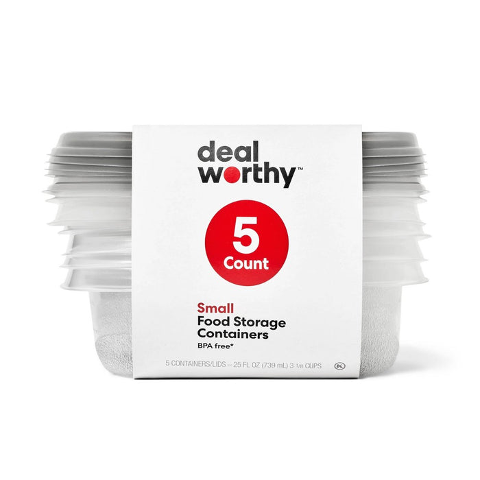 Snap & Store Small Square Food Storage Containers - 25 fl oz/5ct - Dealworthy