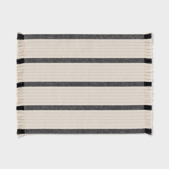 14"x19" 2pk Placemats with Modern Striped Black - Threshold