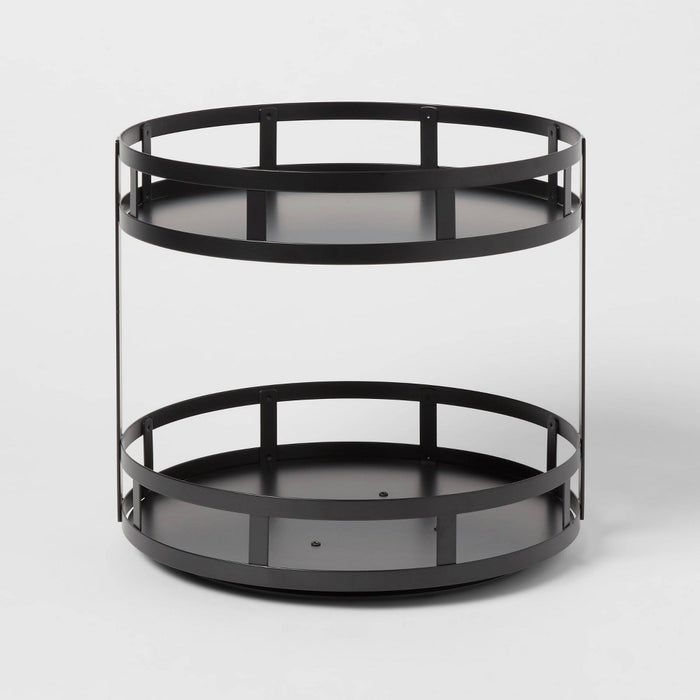 2-Tier Metal Lazy Susan Turntable Black - Brightroom