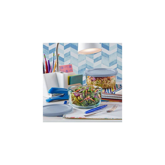 Pyrex 4pc 4c Round Glass Food Storage Containers Cerulean