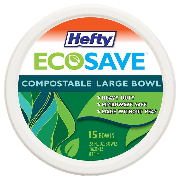 Hefty Ecosave Compostable Bowls - Large - 28 fl oz/15ct
