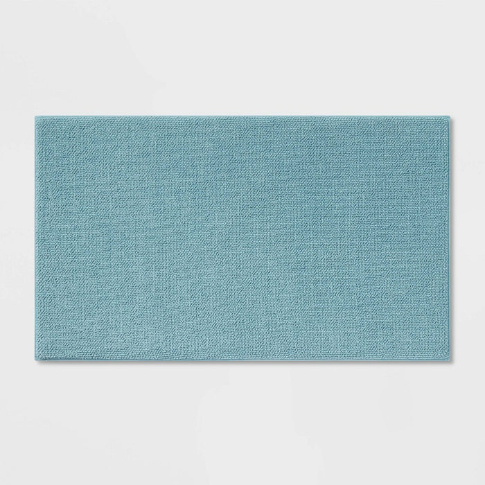 20"x34" Fine Chenille Memory Foam Bath Rug Aqua - Threshold