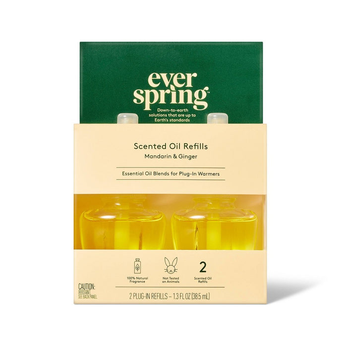 Scented Oil Refill Air Freshener - Mandarin & Ginger - 1.3 fl oz/2pk - Everspring